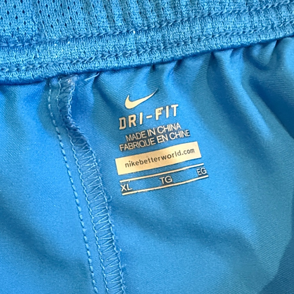 Nike Men's Blue and Red Striped Athletic Shorts - Picture 2 of 3